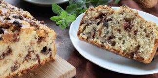 Plumcake senza lattosio con noci uvetta e cioccolato