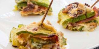 Lasagne di zucchine con prosciutto e formaggio