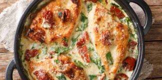 pollo alla crema di parmigiano con pomodori secchi ricettasprint