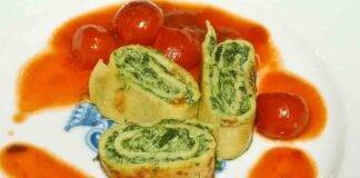 Rolle di omelette con spinaci