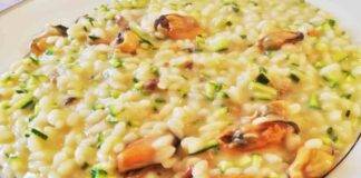 Risotto crema di zucchine zafferano e cozze