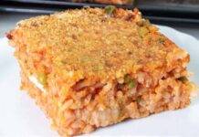 riso a sugo ripieno cotto nella friggitrice ad aria