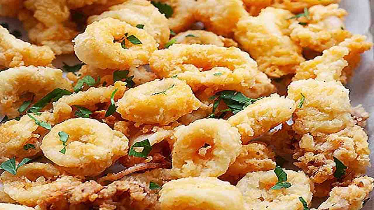 gamberi e calamari al forno