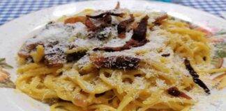 Carbonara light con speck e zafferano