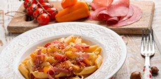 Pasta con bresaola e nocciole