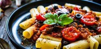 Pasta con melanzane olive