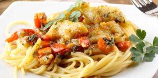 Pasta con ortaggi e pesce