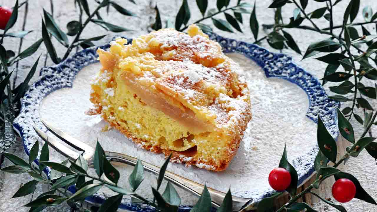 dessert di mele e zucchero a velo