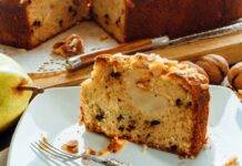 Torta morbida pere noci