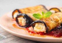 Cannoli di melanzane con mousse di ricotta e parmigiano
