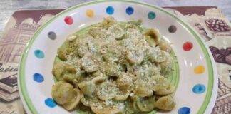 Orecchiette al pesto di broccoli provola e parmigiano