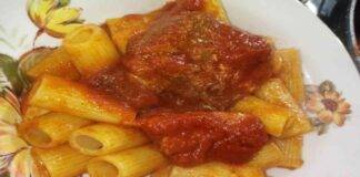 Rigatoni al sugo con spezzatino di carne