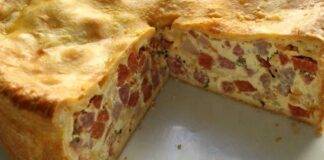 Torta rustica ricotta e salumi con frolla senza uova