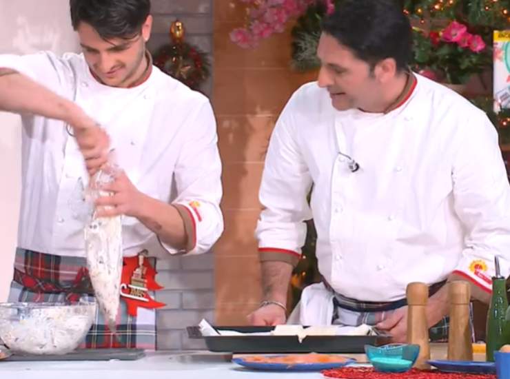E' sempre Mezzogiorno | Ricetta dello chef Mauro Improta e suo figlio chef Mattia | Centrotavola con salmone