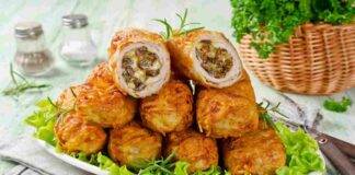 Involtini di lonza con ripieno di funghi trifolati in crosta al parmigiano