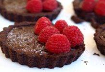 Un perfetto abbinamento di colori e sapori | Ecco la ricetta di un dolcetto golosissimo Tartellette cioccolato lamponi ricetta