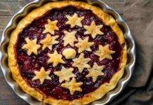 crostata con frolla all'olio e confettura di ciliegie