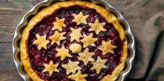 crostata con frolla all'olio e confettura di ciliegie