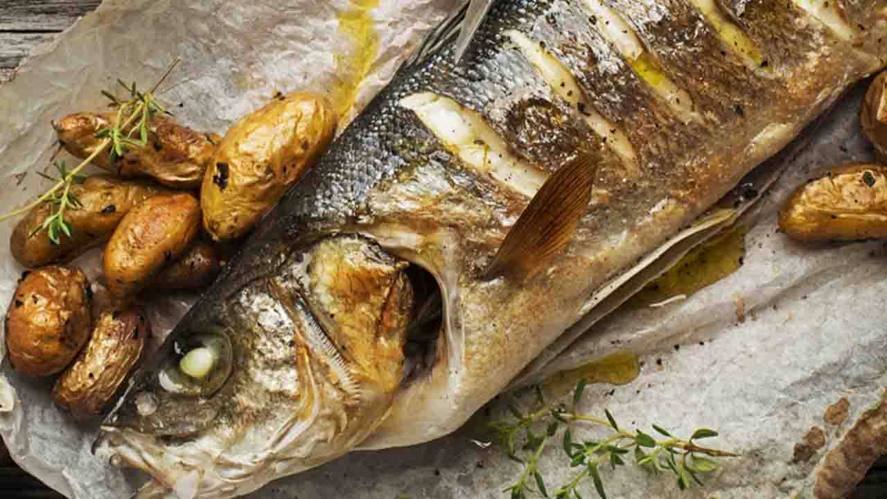 Branzino al forno con vino e burro