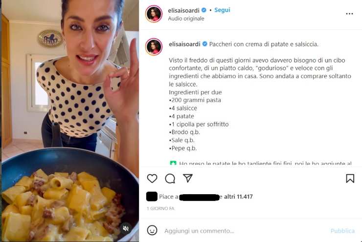 Elisa Isoardi cucina pasta - RicettaSprint