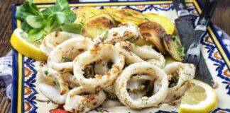 Calamari gratinati al forno con panatura al limone