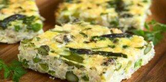 frittata di risotto con asparagi asiago panna