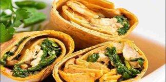 Piadine al curry con pollo e spinaci