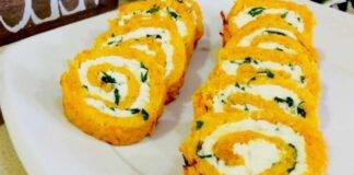 Rotolo di zucca e carote con philadelphia aromatizzata