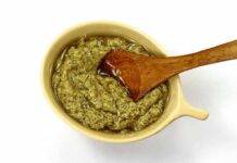 crema di basilico, prezzemolo e pecorino