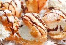 bignè con il gelato al cocco