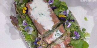 Foto di È sempre mezzogiorno. Terrina di pollo, asparagi e viole pansé dello chef Daniele Persegani