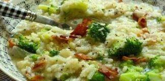 Risotto cremoso al latte con broccoli bacon e fontina