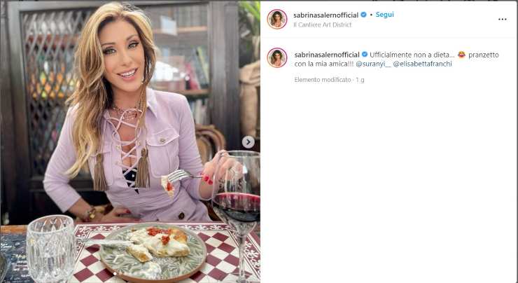 Sabrina Salerno sgarro alla dieta - RicettaSprint