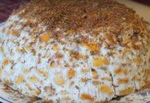 Zuccotto semifreddo con sciroppo al limone e pesche