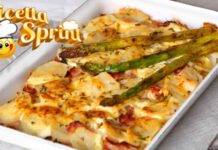 Timballo di patate e asparagi tutto in forno con tanto parmigiano e la cena anche stasera è servita