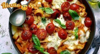 Pasta alla caprese al forno, filante e gustosa è ideale per il pranzo della domenica