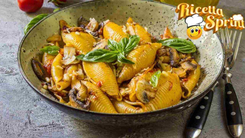 Conchiglioni con funghi e pinoli piatto godurioso e spettacolare che