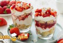 Torta fragole e panna in bicchiere un delizioso dessert monoporzione, che si prepara in pochissimi minuti!