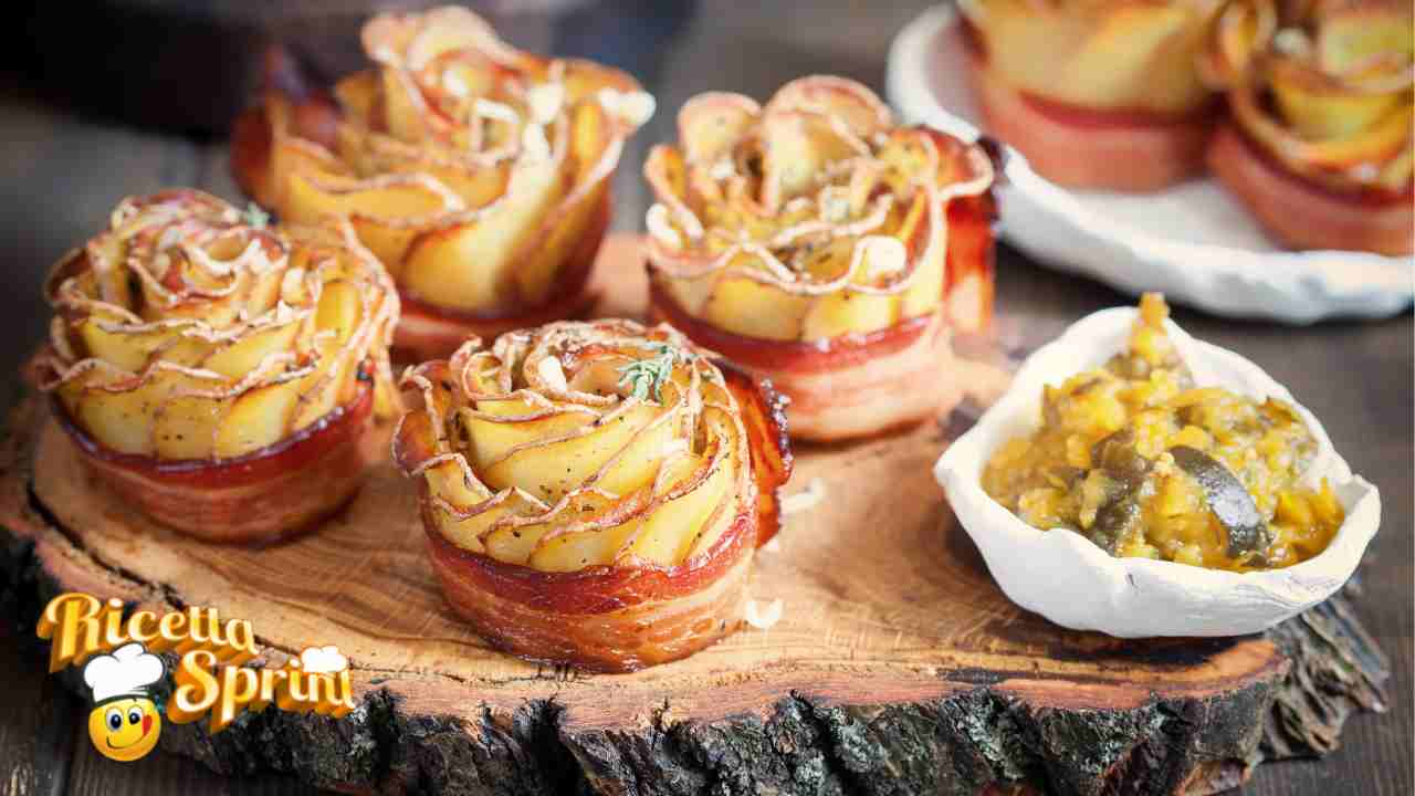 Rose di patate e bacon l'antipasto gustoso e sfizioso dall'effetto scenografico 