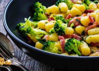 Gnocchi speck e broccoli saltati in padella ti bastano10 minuti e il pranzo sarà servito!