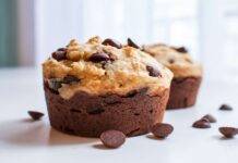 Muffin di ricotta, cioccolato e pera
