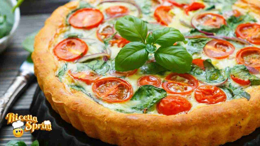 Quiche al pesto e pomodori si prepara facilmente, perfetta per la cena