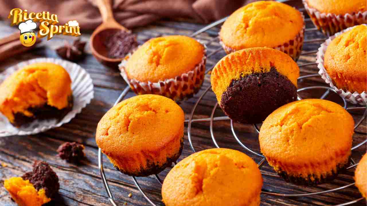 Muffin bicolore alla zucca li mangerai in un sol boccone