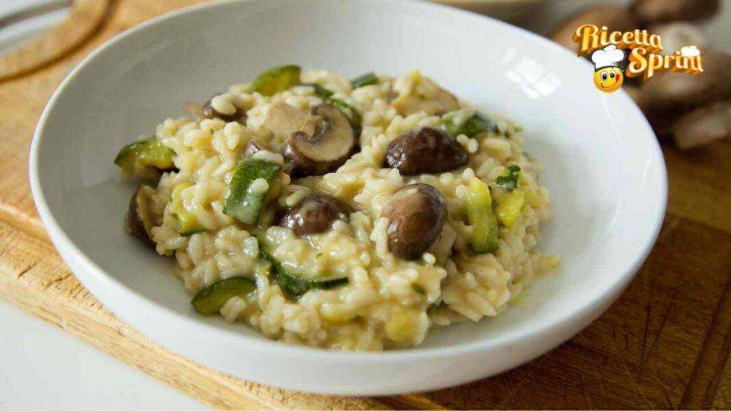 Risotto cremoso ai funghi e zucchine per un pranzo davvero raffinato e