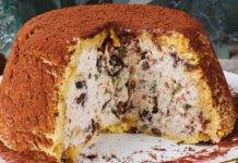 Zuccotto di pandoro e crema di ricotta senza cottura, facilissimo e scenografico