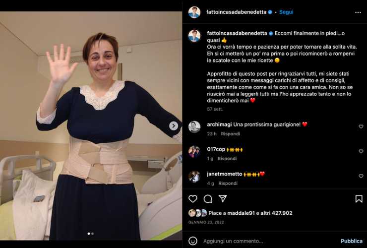 Benedetta Rossi problema di salute - RicettaSprint
