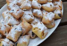 Fazzoletti di frolla con crema e mele