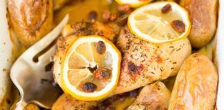 Pollo al forno con limone e bacche di godji