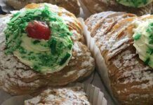 Sfogliatelle con crema chantilly di noci e pistacchio