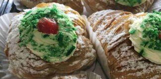 Sfogliatelle con crema chantilly di noci e pistacchio